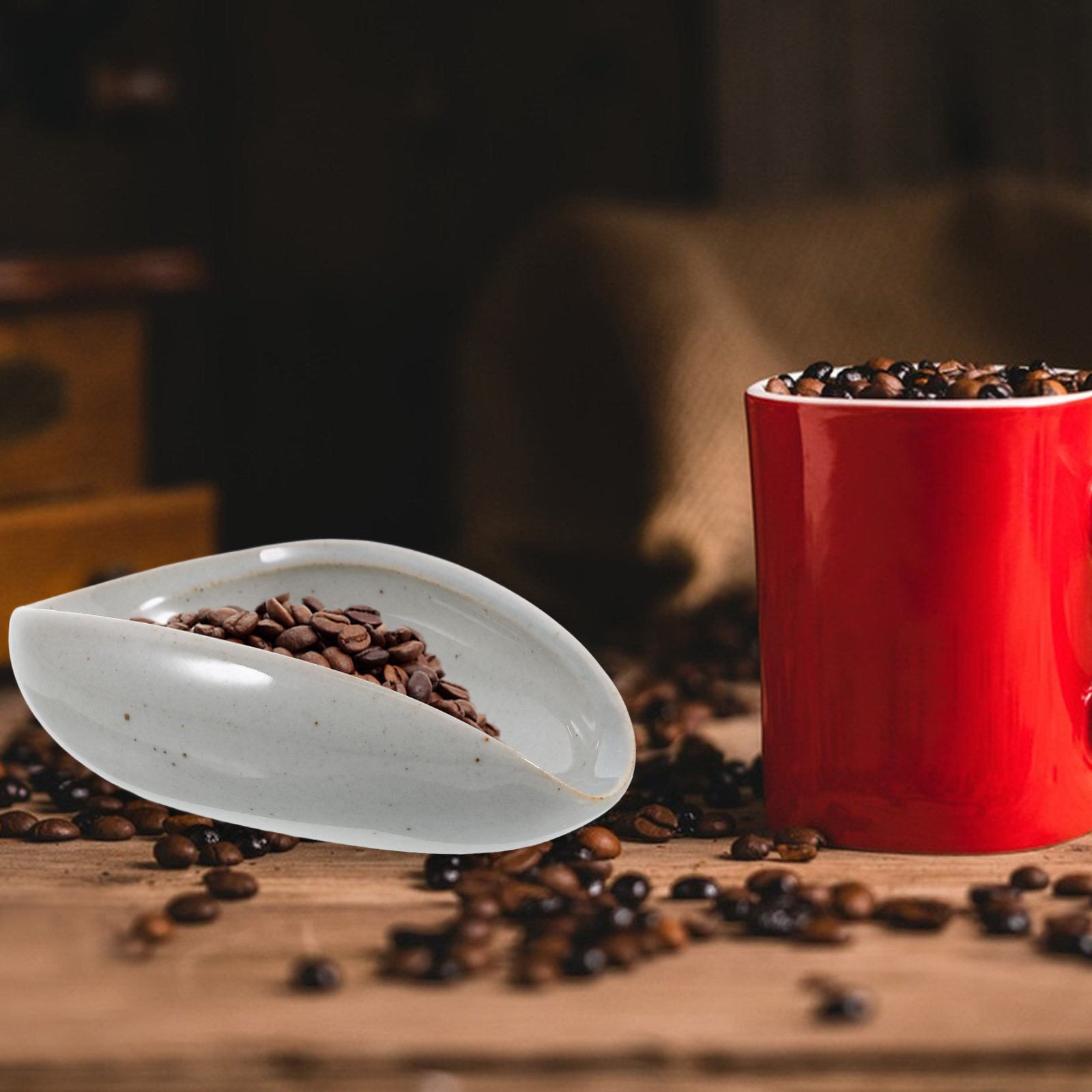 Coffee Tea And Bean - Keramik-Kaffeebohnen-Dosierschale Multifunktions-Wägebecher für Espresso-Bohnen, Kaffeesatz, Teeblätter