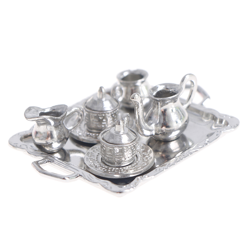 Coffee Tea And Sugar Set - 10 teile/satz 1/12 Puppenhaus Miniatur Silber