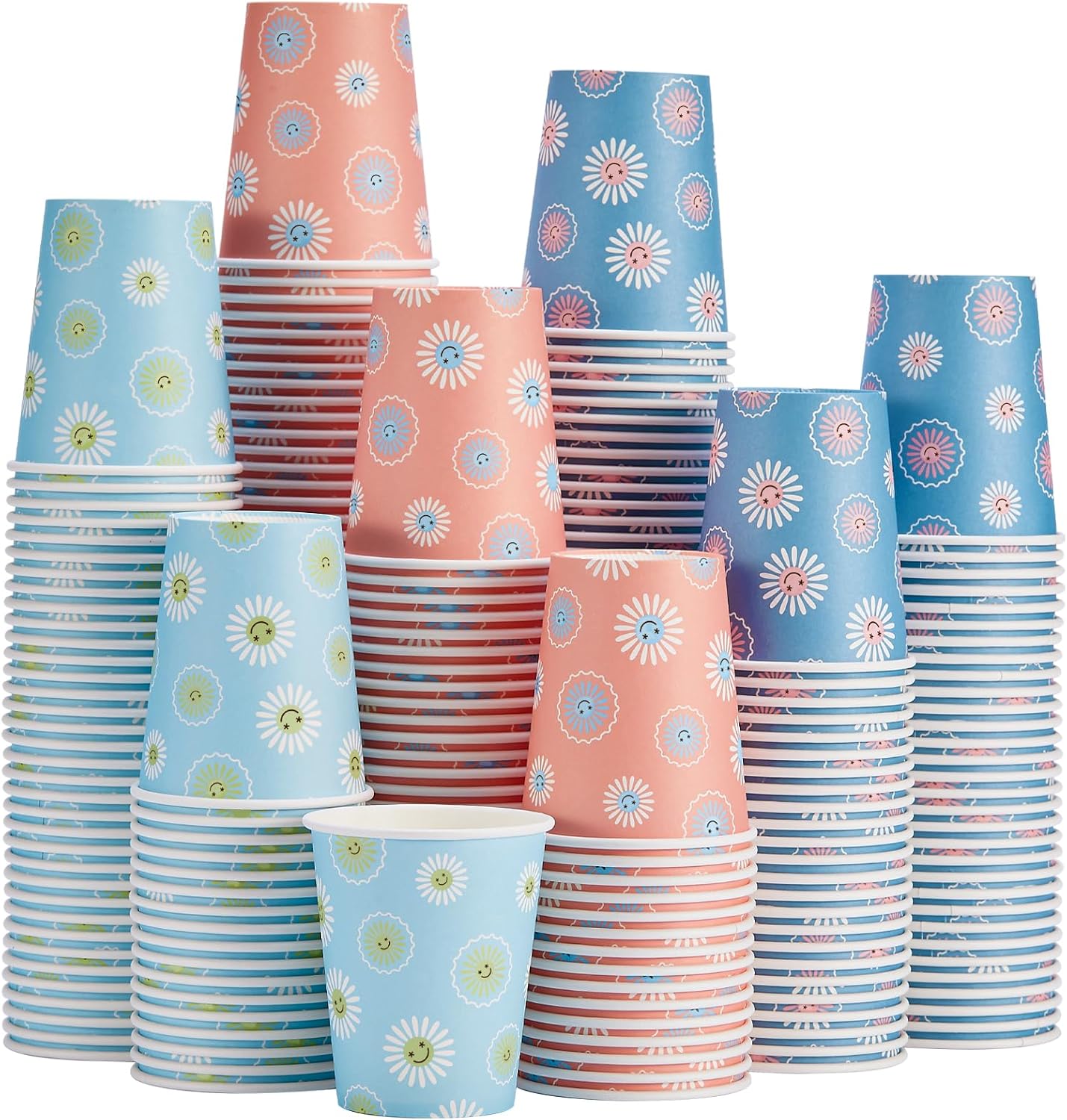 Coffee Tea Images - 300er Pack 8oz Einweg-Pappbecher, Blumenmuster-Design, robust