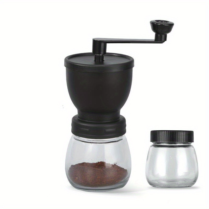Burr Hand Grinder - Tragbare manuelle Kaffeemühle mit zusätzlichem Glasbehälter,