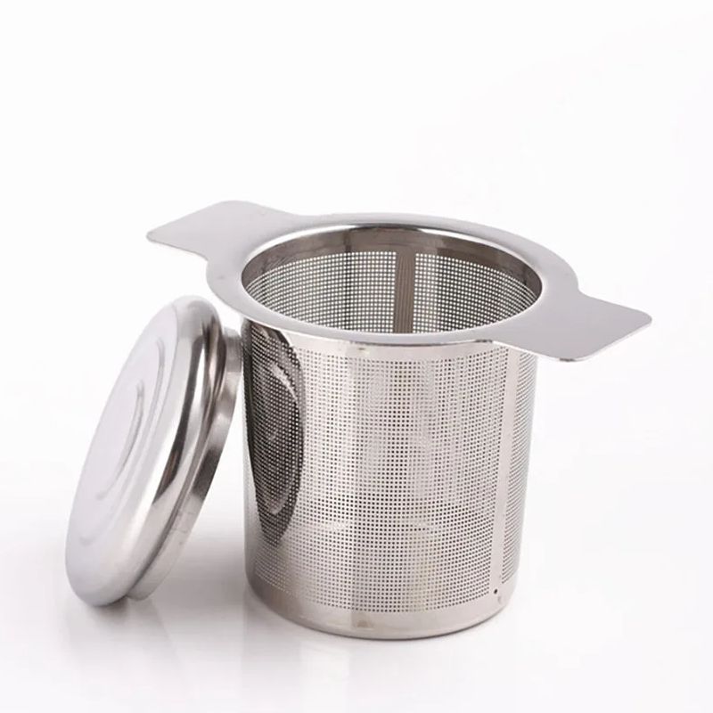 Tea Strainer Mesh - Edelstahl-Teefilter mit Deckel, Zweihändiger Tee-Infuser für