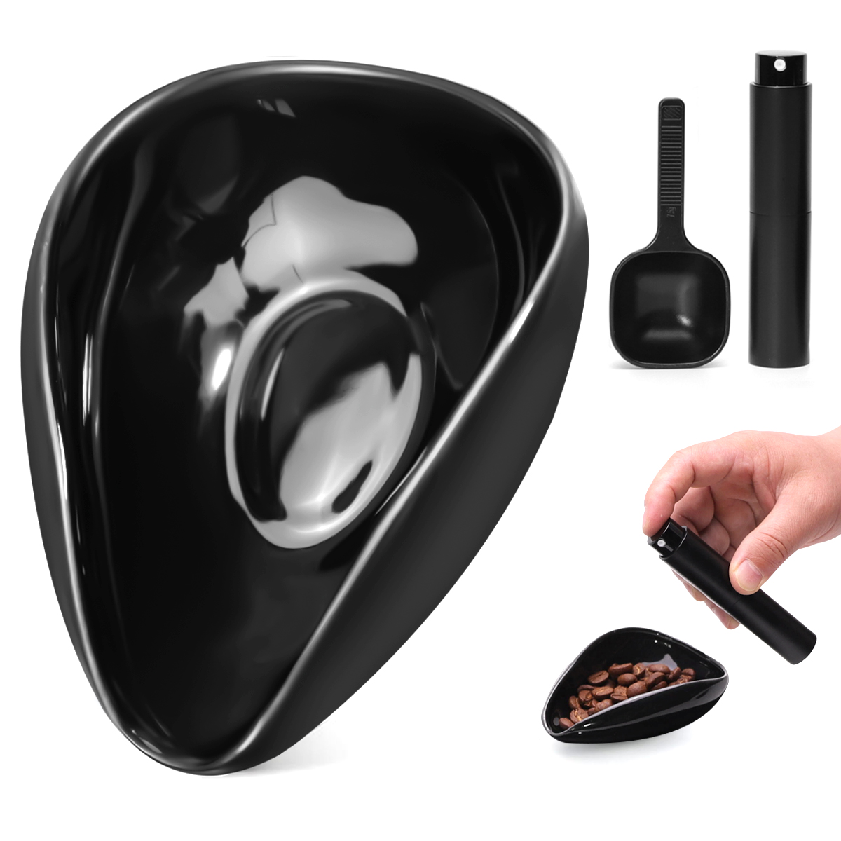Coffee Tea Or - Leeseph Kaffeebohnen-Dosierbecher und Löffel-Set, Keramik-Dosiergefäß-Messtablett-Set für