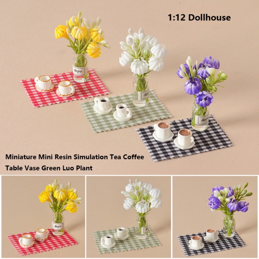 Coffee Tea For Plants - 1:12 Miniatur-Blumenvase aus Kunstharz für Puppenhaus,