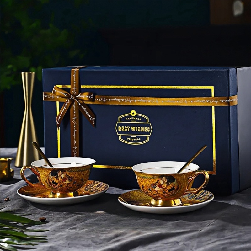 Coffee Tea And Sugar Set - Kaffeeset aus Knochenporzellan im königlichen Barockstil