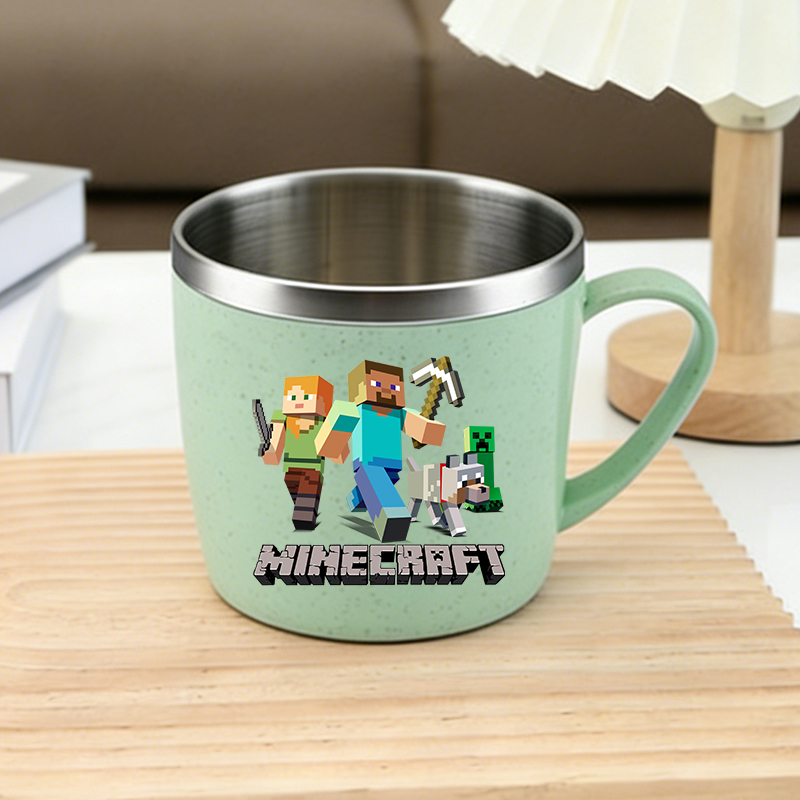Coffee Tea Shop - Minecraft-Inspirierte Edelstahl-Wasserbecher, Spiel-Kaffee-Milch-Tassen, Cartoon-Zahnbürsten-Trinkbecher für Zuhause,