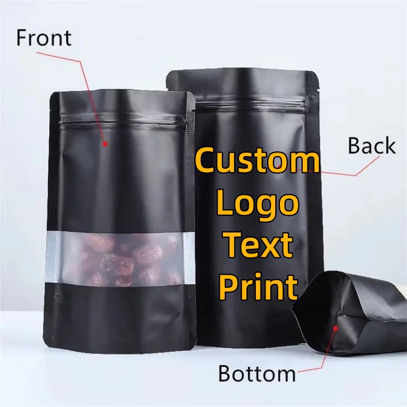 Coffee Tea Day - 100PCS Stand-up Matte Schwarz Aluminium Folie