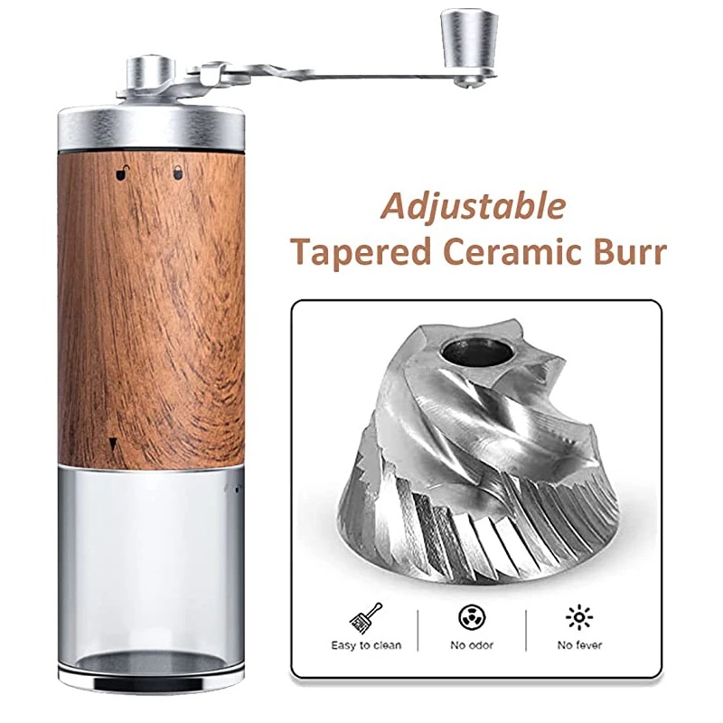 Tragbare Kaffeemühle mit Holzm – Burr Hand Grinder Bewertung und Preis