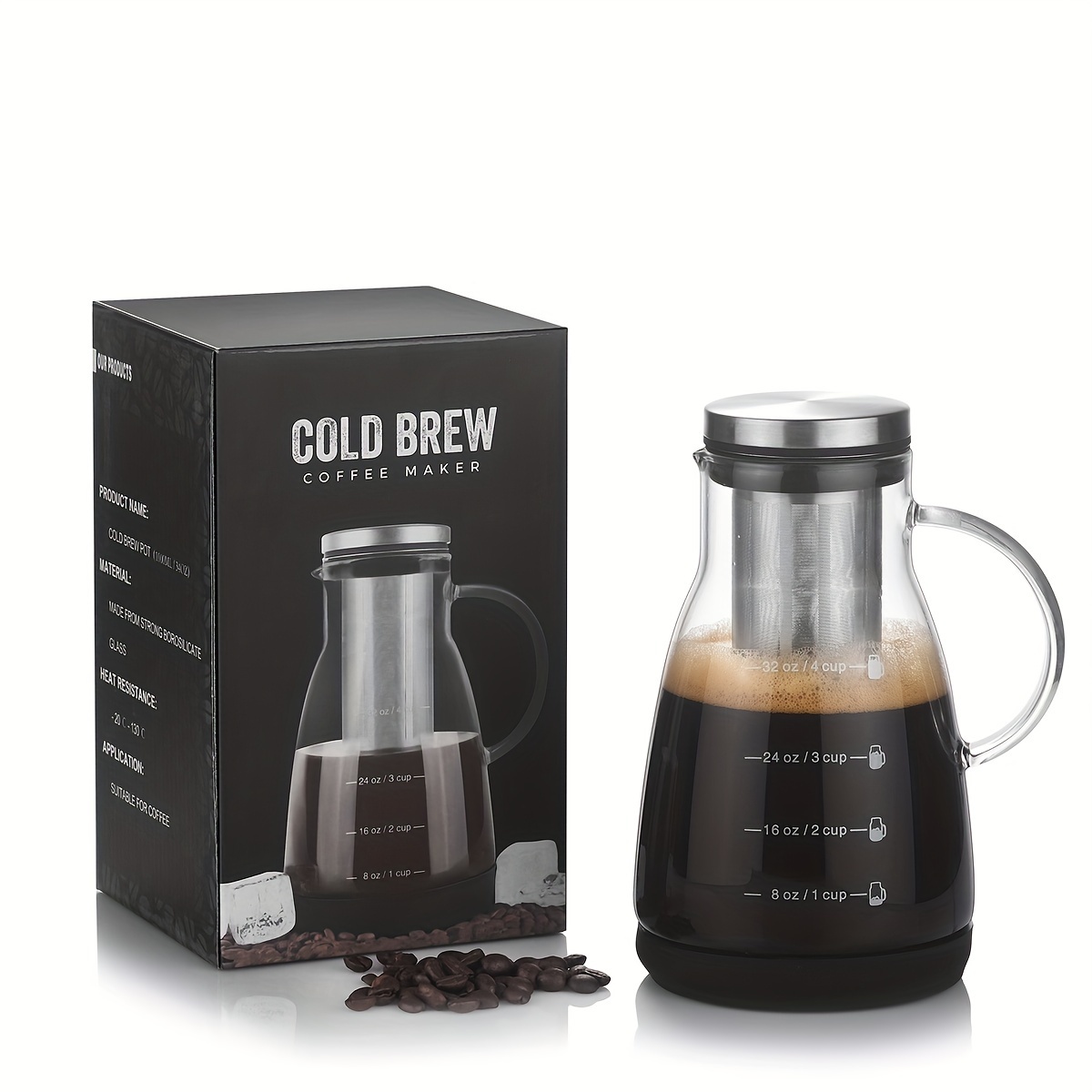 24oz Klassischer Glas-Kaltbrüh – Juice Tea Coffee Bewertung und Preis